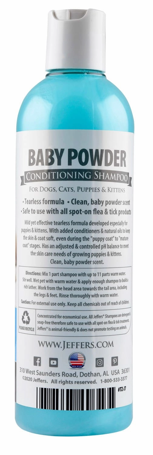Jeffers Baby Powder Tearless Conditioning Pet Shampoo