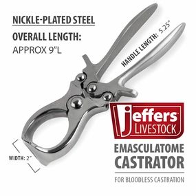 Jeffers Emasculatome Steel Castrator Tool, 9" sheep feed sheep mineral sheep hay sheep pellets sheep salt block