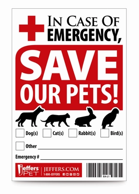 Jeffers Emergency Pet Rescue Sticker for Homes cat grooming cat shampoo cat conditioner cat comb cat grooming glove
