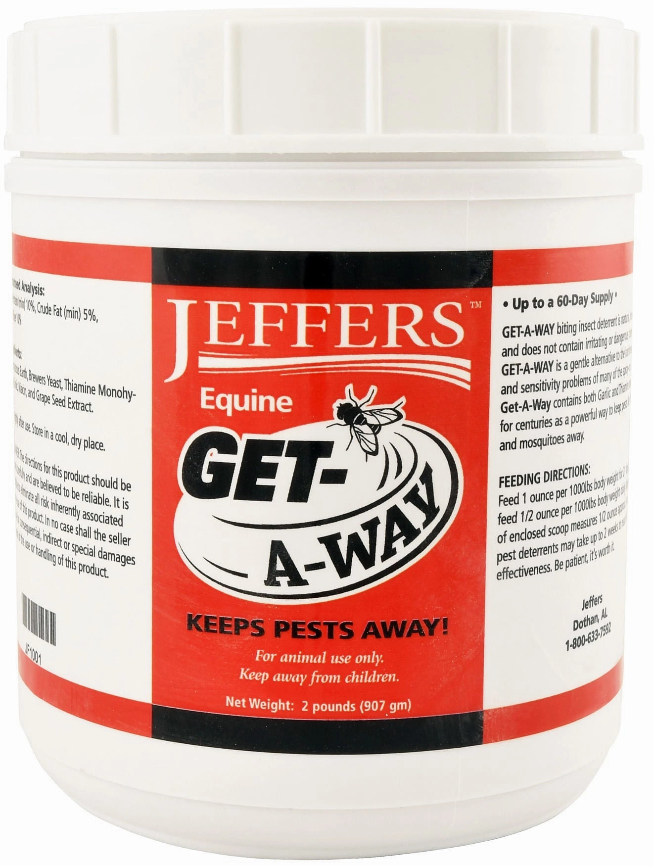 Jeffers Equine Get-A-Way Feed-Thru Biting Insect Deterrent Supplement for Horses pet shampoo pet brush pet wipes pet scissors pets comb