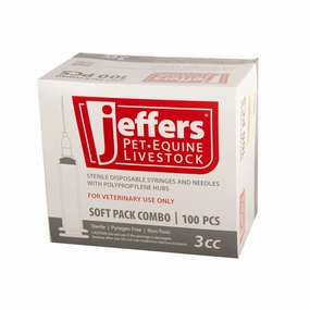 Jeffers Luer Lock Syringe/Needle Combo, Box of 100 sheep feed sheep mineral sheep hay sheep pellets sheep salt block