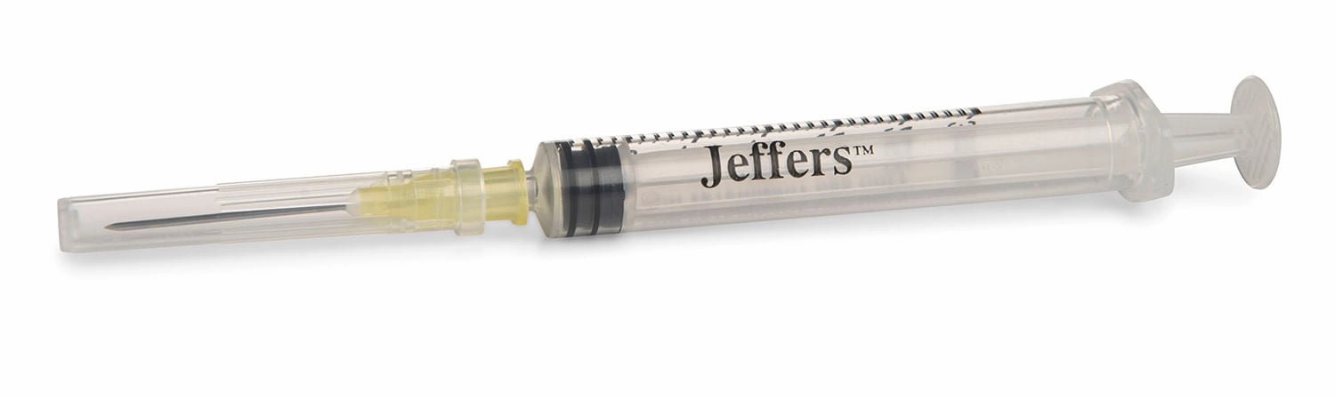 Jeffers Luer Lock Syringe/Needle Combo, Box of 100