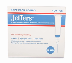 Jeffers Luer Slip Syringe/Needle Combo, Box of 100 wet cat food canned food for cats gravy cat cans soft texture cat food wet pouches