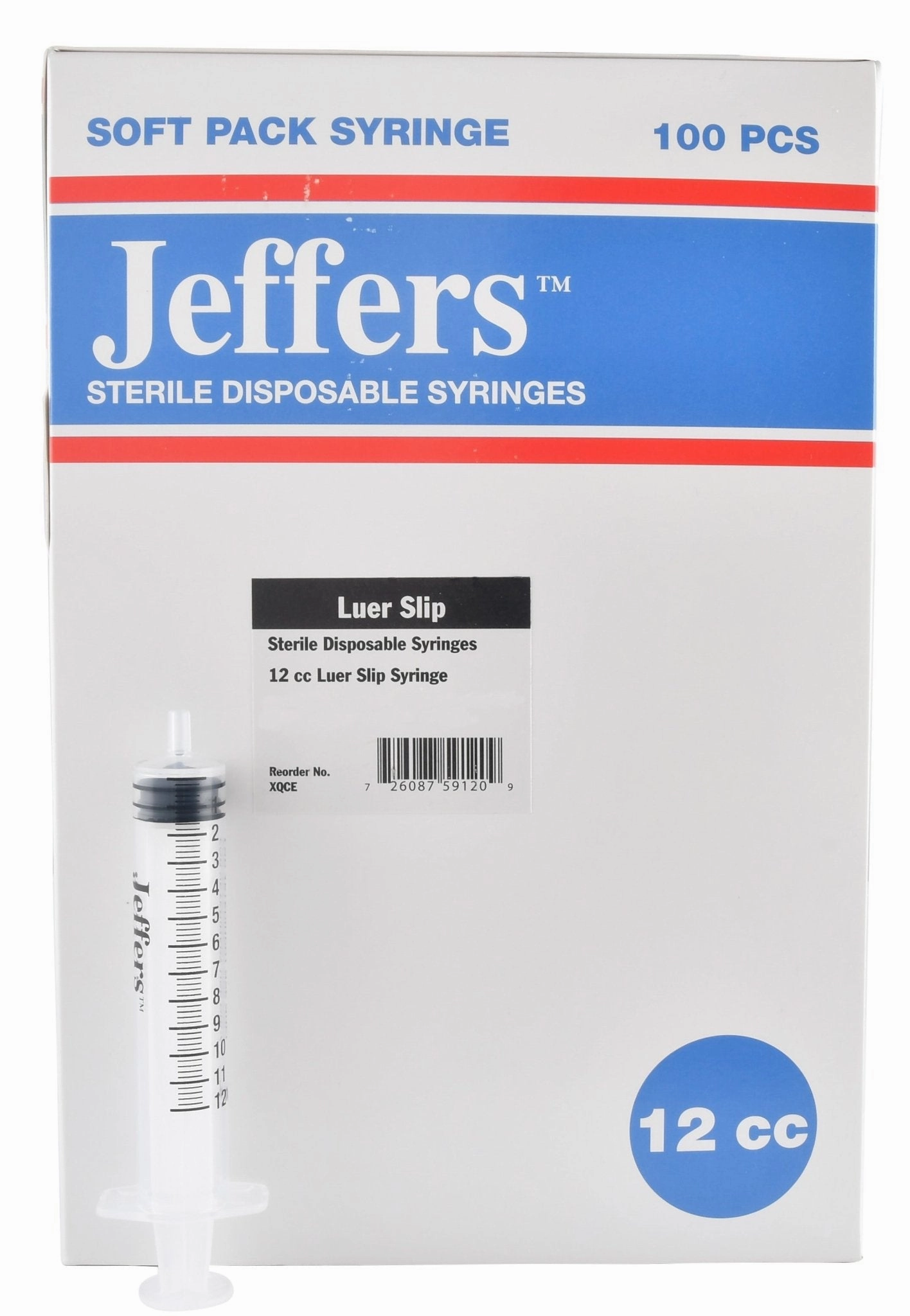 Jeffers Luer Slip Syringes, Box of 100