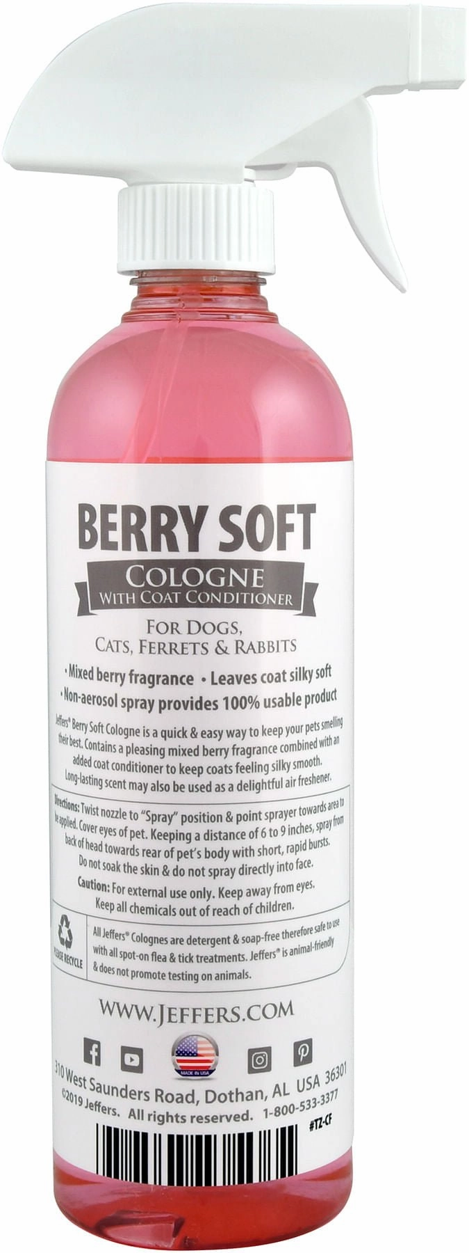 Jeffers Pet Colognes with Coat Conditioner, 16 oz Spray