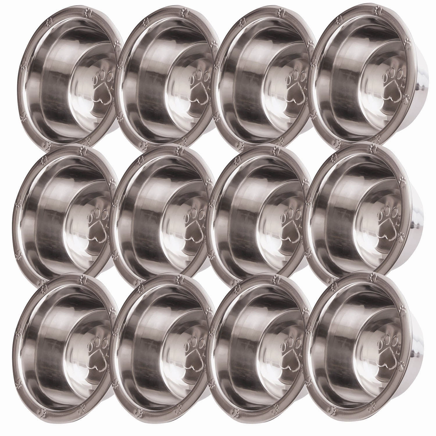 Jeffers Stainless Steel Embossed Wide-Lip Food & Water Pet Bowls