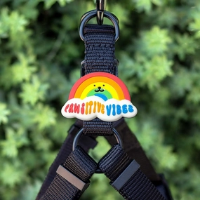 Jiby Dog Crew Silicone Dog Badge Charm - Pawsitive Vibes dog accessories dog collar dog leash dog bowtie dog backpack
