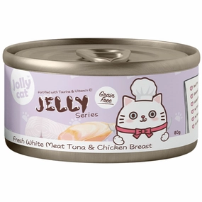 Jollycat Fresh White Meat Tuna & Chicken Breast In Jelly Grain-Free Canned Cat Food 80g natural cat food soft cat treats freeze dried cat food organic cat treats indoor cat food