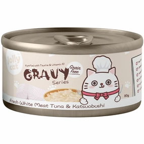 Jollycat Fresh White Meat Tuna & Katsuobushi In Gravy Grain-Free Canned Cat Food 80g canned cat food wet cat food grain free cat food cat stew cat food pouch