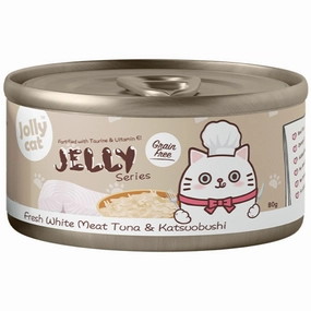 Jollycat Fresh White Meat Tuna & Katsuobushi In Jelly Grain-Free Canned Cat Food 80g cat food cans soft cat food high protein cat food natural cat food senior cat food