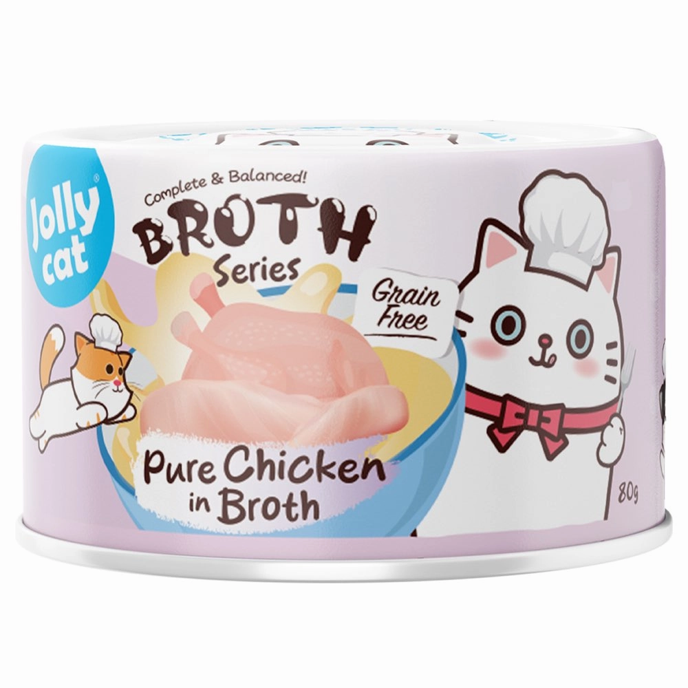 Jollycat Pure Chicken In Broth Grain-Free Canned Cat Food 80g cat food cans soft cat food high protein cat food natural cat food senior cat food