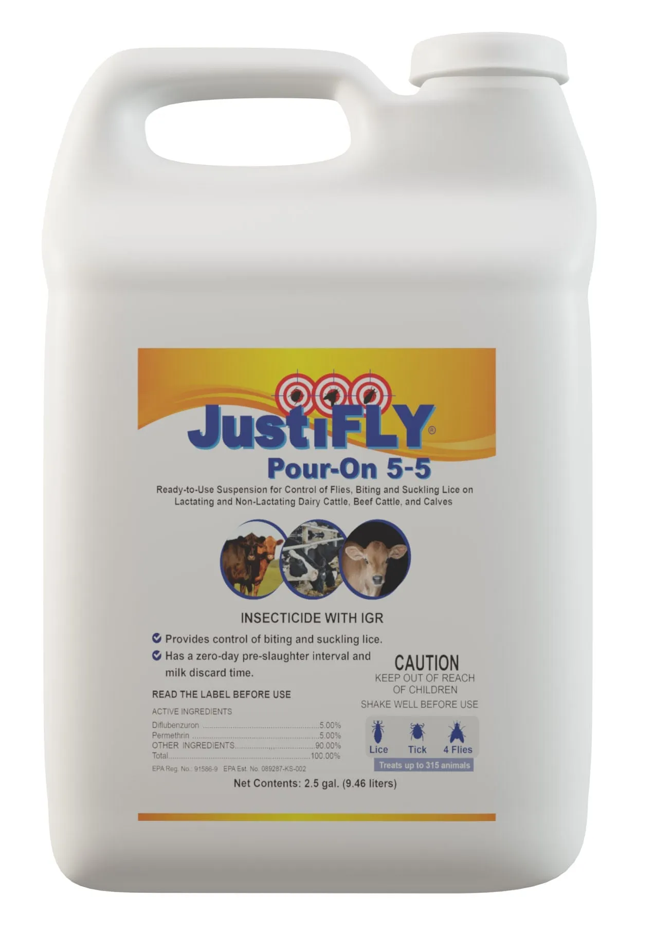 JustiFly Pour-On 5/5  Suspension, 2.5 gallon