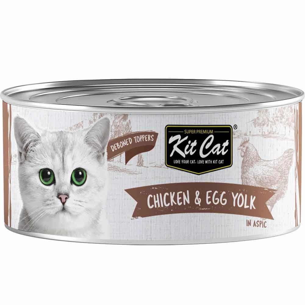 Kit Cat Deboned Chicken & Egg Yolk Toppers Grain-Free Canned Cat Food 80g natural cat food soft cat treats freeze dried cat food organic cat treats indoor cat food