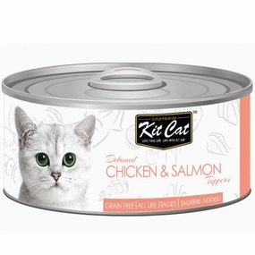 Kit Cat Deboned Chicken & Salmon Toppers Grain-Free Canned Cat Food 80g cat food cans soft cat food high protein cat food natural cat food senior cat food