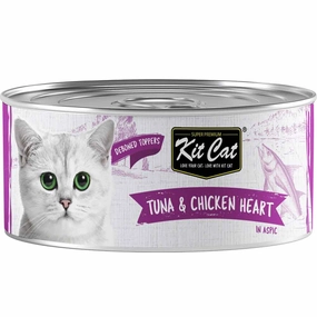 Kit Cat Deboned Tuna & Chicken Heart Toppers Grain-Free Canned Cat Food 80g natural cat food soft cat treats freeze dried cat food organic cat treats indoor cat food