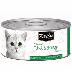 Kit Cat Deboned Tuna & Shrimp Toppers Grain-Free Canned Cat Food 80g cat food cans soft cat food high protein cat food natural cat food senior cat food