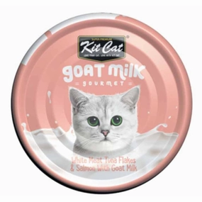 Kit Cat Goat Milk Gourmet White Meat Tuna Flakes & Salmon Grain-Free Canned Cat Food 70g canned cat food wet cat food grain free cat food cat stew cat food pouch