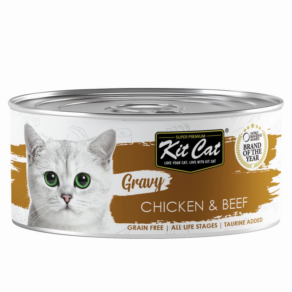 Kit Cat Gravy Chicken & Beef Grain-Free Canned Cat Food 70g canned cat food wet cat food grain free cat food cat stew cat food pouch