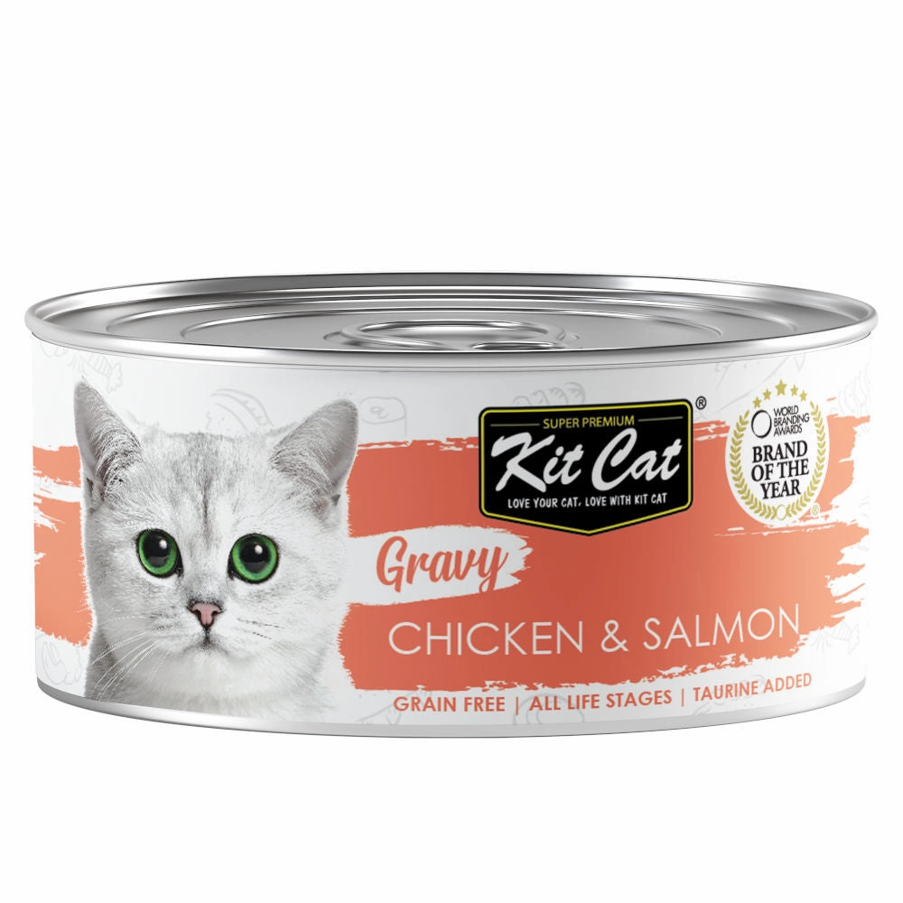 Kit Cat Gravy Chicken & Salmon Grain-Free Canned Cat Food 70g canned cat food wet cat food grain free cat food cat stew cat food pouch