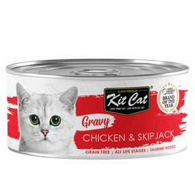 Kit Cat Gravy Chicken & Skipjack Grain-Free Canned Cat Food 70g canned cat food wet cat food grain free cat food cat stew cat food pouch