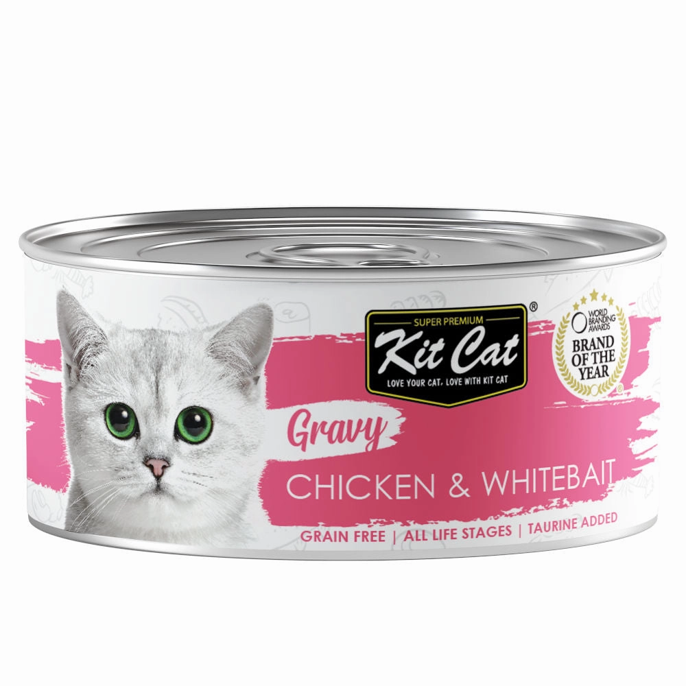 Kit Cat Gravy Chicken & Whitebait Grain-Free Canned Cat Food 70g canned cat food wet cat food grain free cat food cat stew cat food pouch