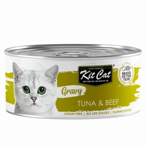 Kit Cat Gravy Tuna & Beef Grain-Free Canned Cat Food 70g canned cat food wet cat food grain free cat food cat stew cat food pouch
