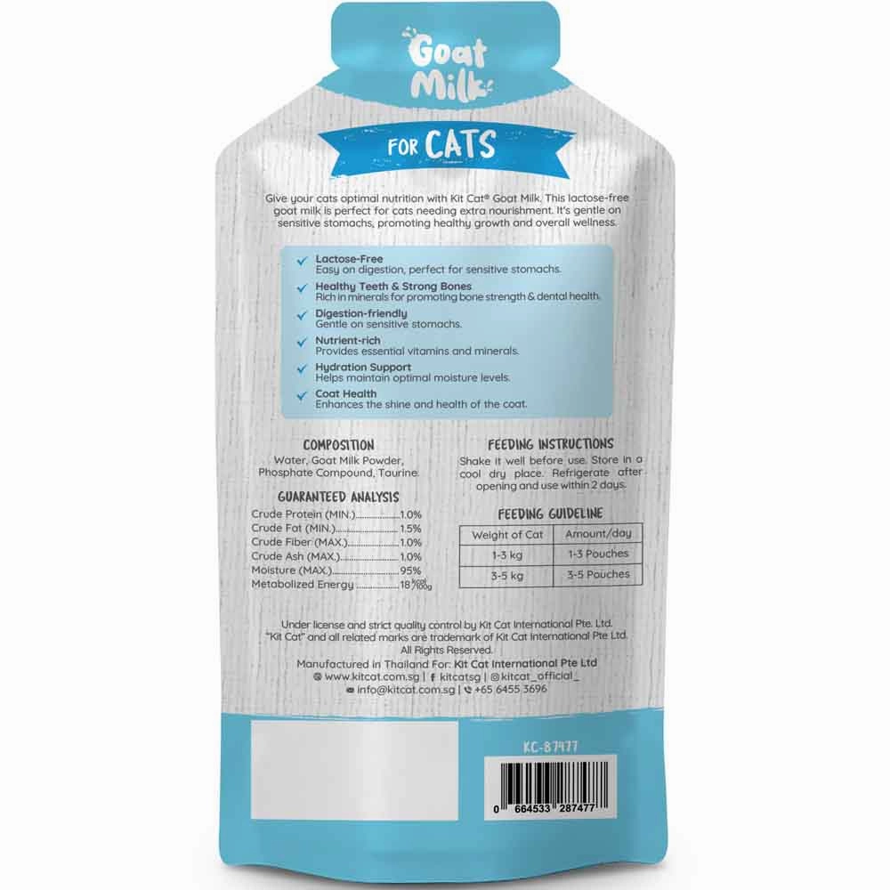 Kit Cat Lactose-Free Goat Milk Pouches for Cats (50ml x 6)