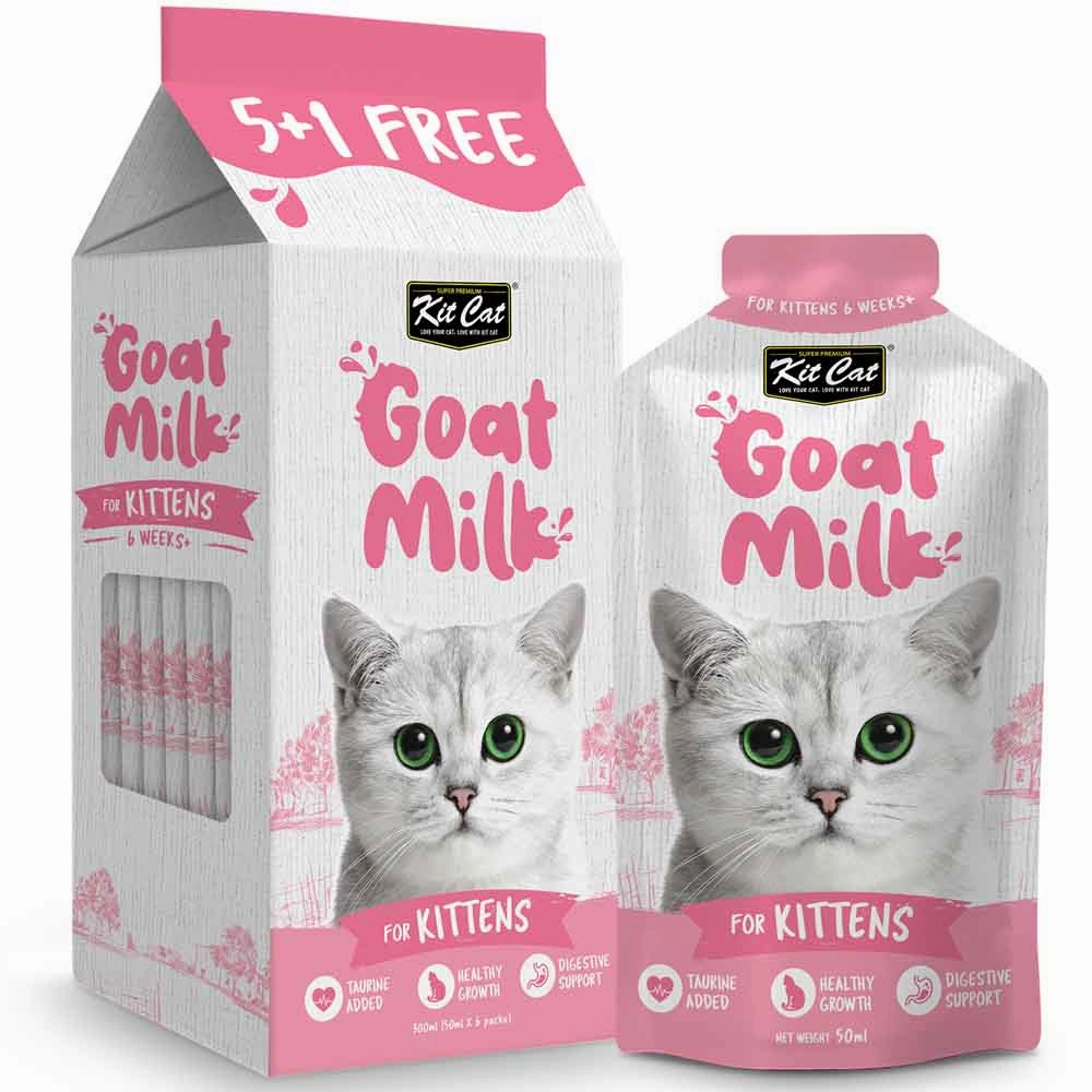 Kit Cat Lactose-Free Goat Milk Pouches for Kitten (50ml x 6)