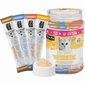 Kit Cat Purr Puree Chicken Mix Assorted Grain-Free Liquid Cat Treats 60 Sticks natural cat food soft cat treats freeze dried cat food organic cat treats indoor cat food