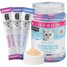 Kit Cat Purr Puree Goat Milk Mix Assorted Grain-Free Liquid Cat Treats 60 Sticks dog chew toys dog dental chews durable chew toys puppy chew toy bone chew
