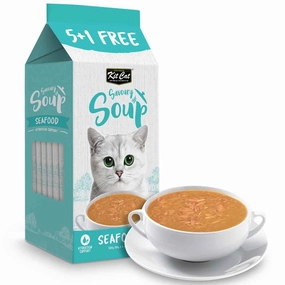 Kit Cat Savoury Soup Seafood Wet Pouch Cat Food (50g x 6) natural cat food soft cat treats freeze dried cat food organic cat treats indoor cat food