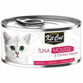 Kit Cat Tuna Mousse & Chicken Topper Grain-Free Canned Cat Food 80g canned cat food wet cat food grain free cat food cat stew cat food pouch