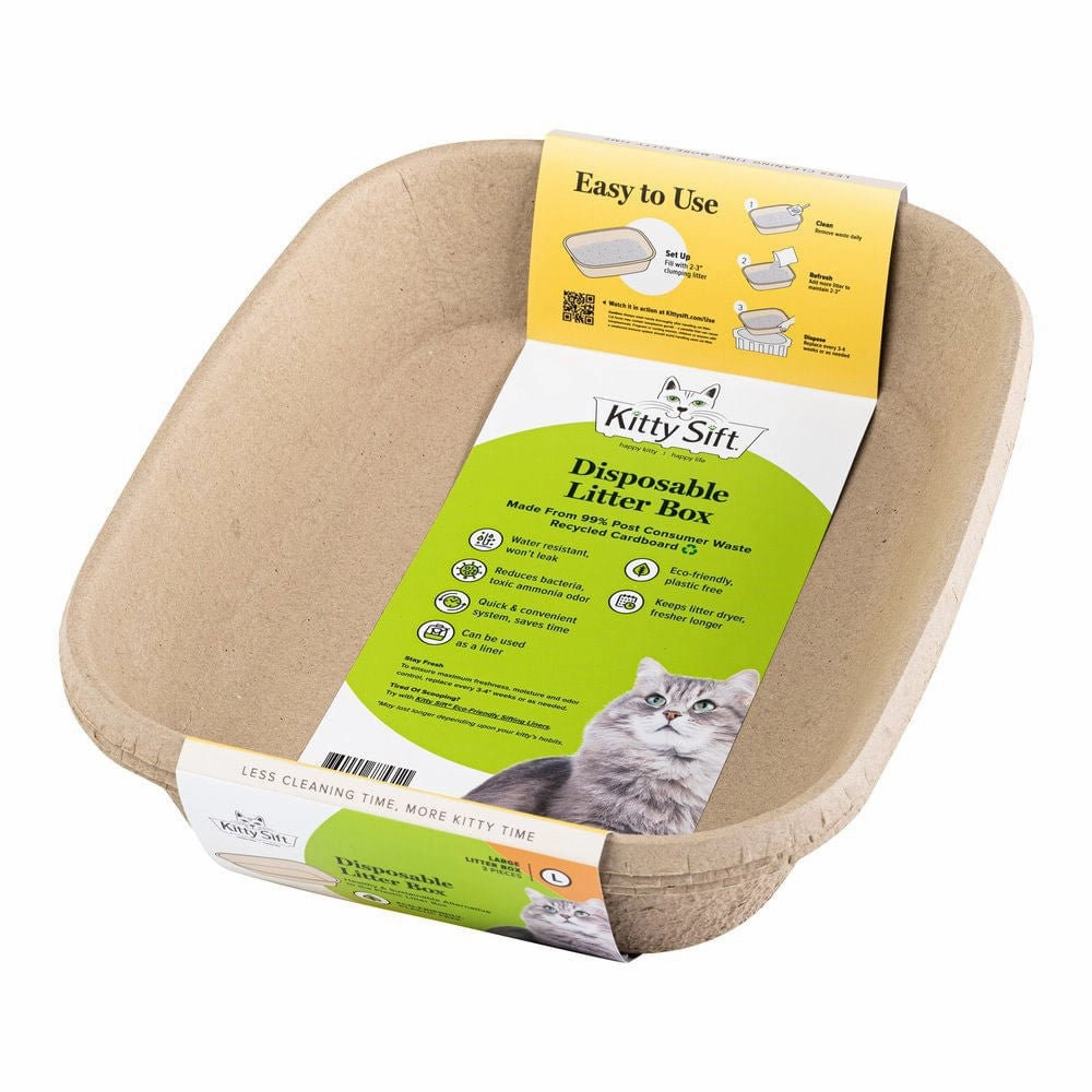 Kitty Sift (Set of 3) Disposable Cat Litter Box cat climbing tree cat hammock cat steps cat grooming kit cat safety gate
