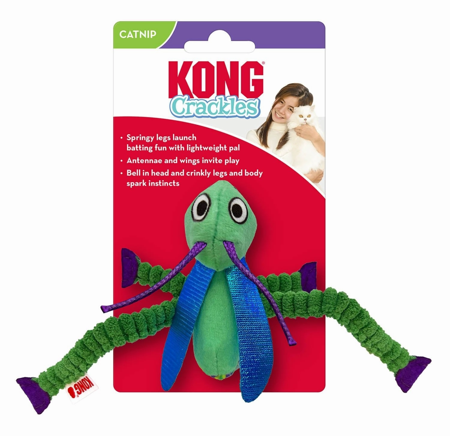 KONG Crackles Grasshopper Catnip Cat Toy cat beds cat scratching post cat shampoo cat tunnel cat brush