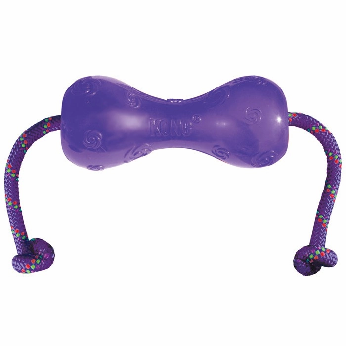 KONG Squeezz Dumbbell with Rope Dog Toy dog bones rawhide chew sticks dog jerky bacon bone