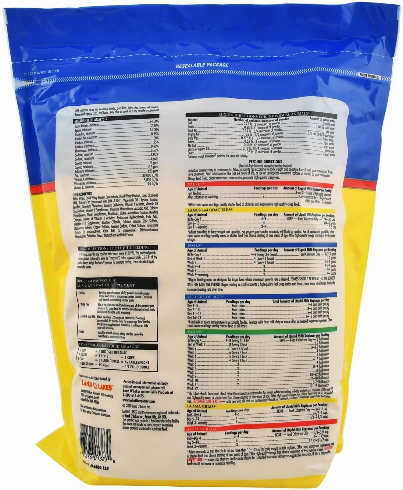 LAND O LAKES ProNurse Multi-Species Milk Replacer