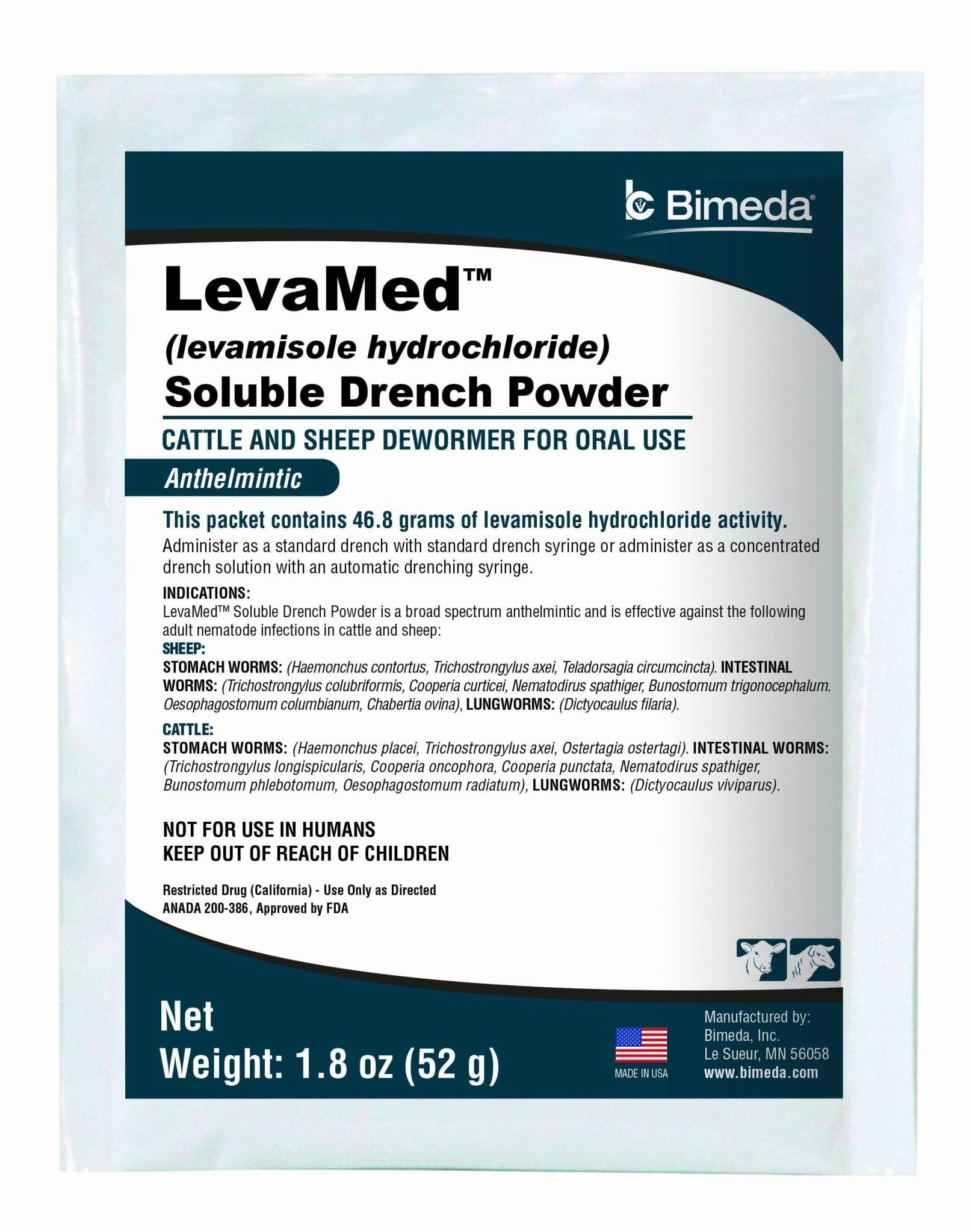 LevaMed Soluble Drench Powder Dewormer, 52 gram sheep feed sheep mineral sheep hay sheep pellets sheep salt block