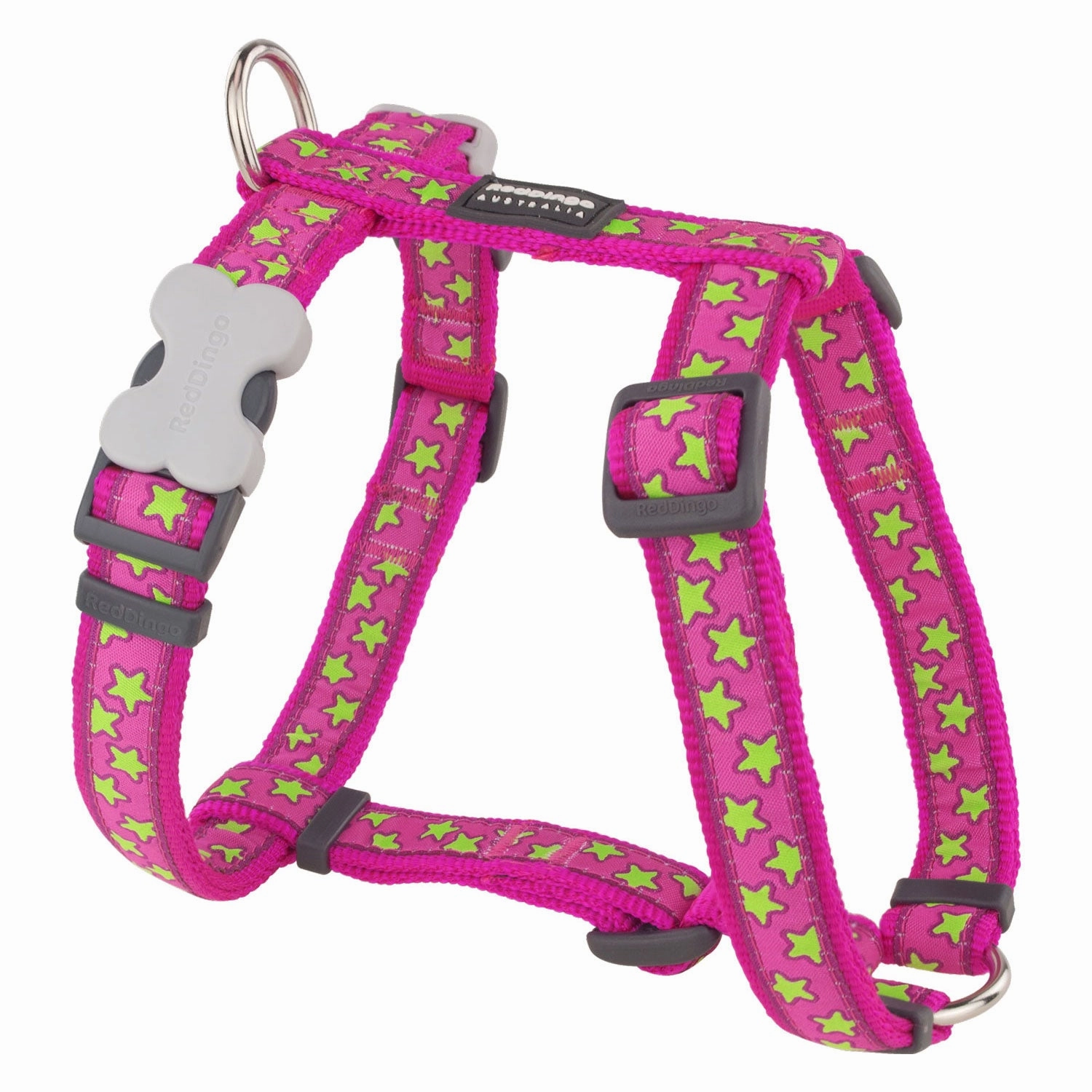 Lime Green Stars on Hot Pink Dog Harness dog leash harness set dog leash clip rope dog leash retractable leash
