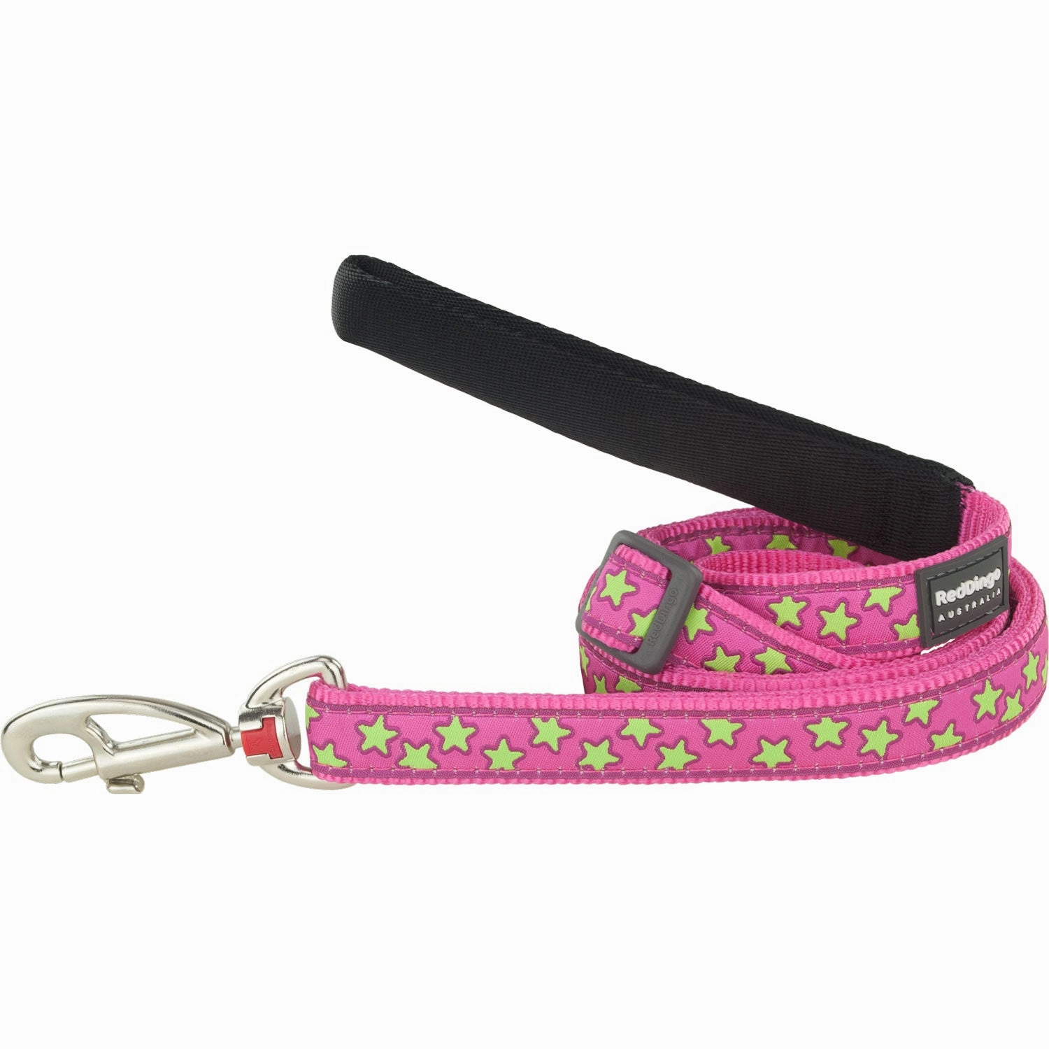 Lime Green Stars on Hot Pink Dog Leash dog leash harness set dog leash clip rope dog leash retractable leash