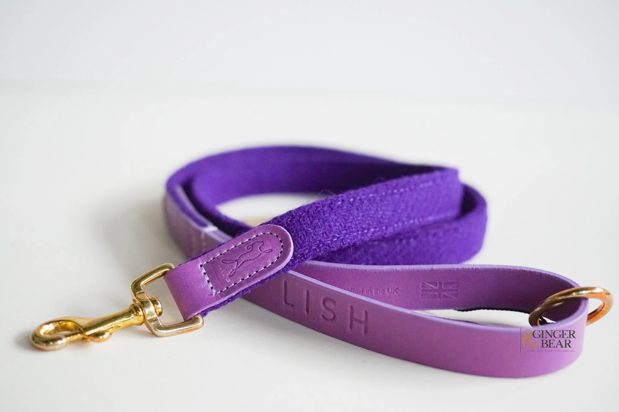 LISH Ada Violet Purple Harris Tweed Dog Lead