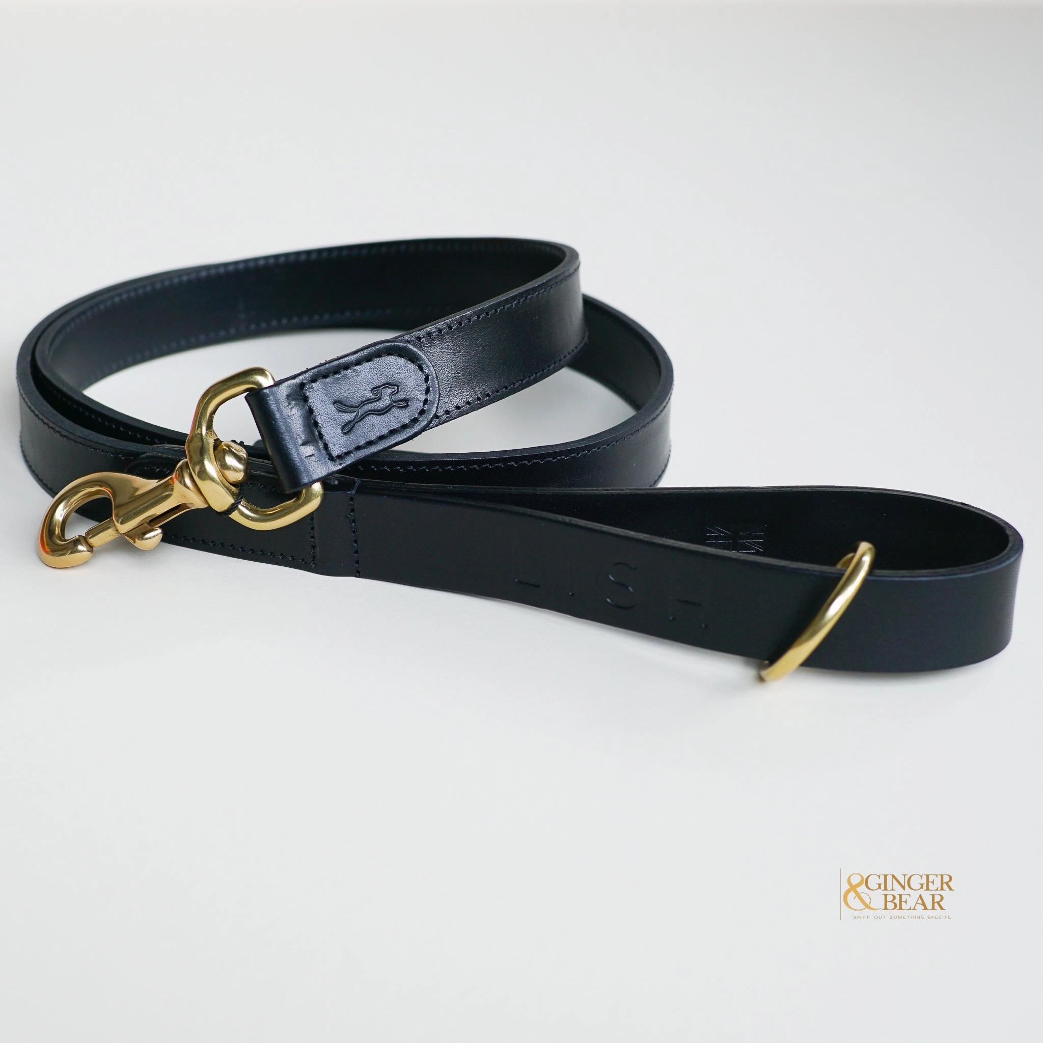 LISH Coopers Black Luxe Italian Leather Dog Lead