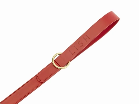 LISH Coopers Cherry Red Italian Leather Dog Lead