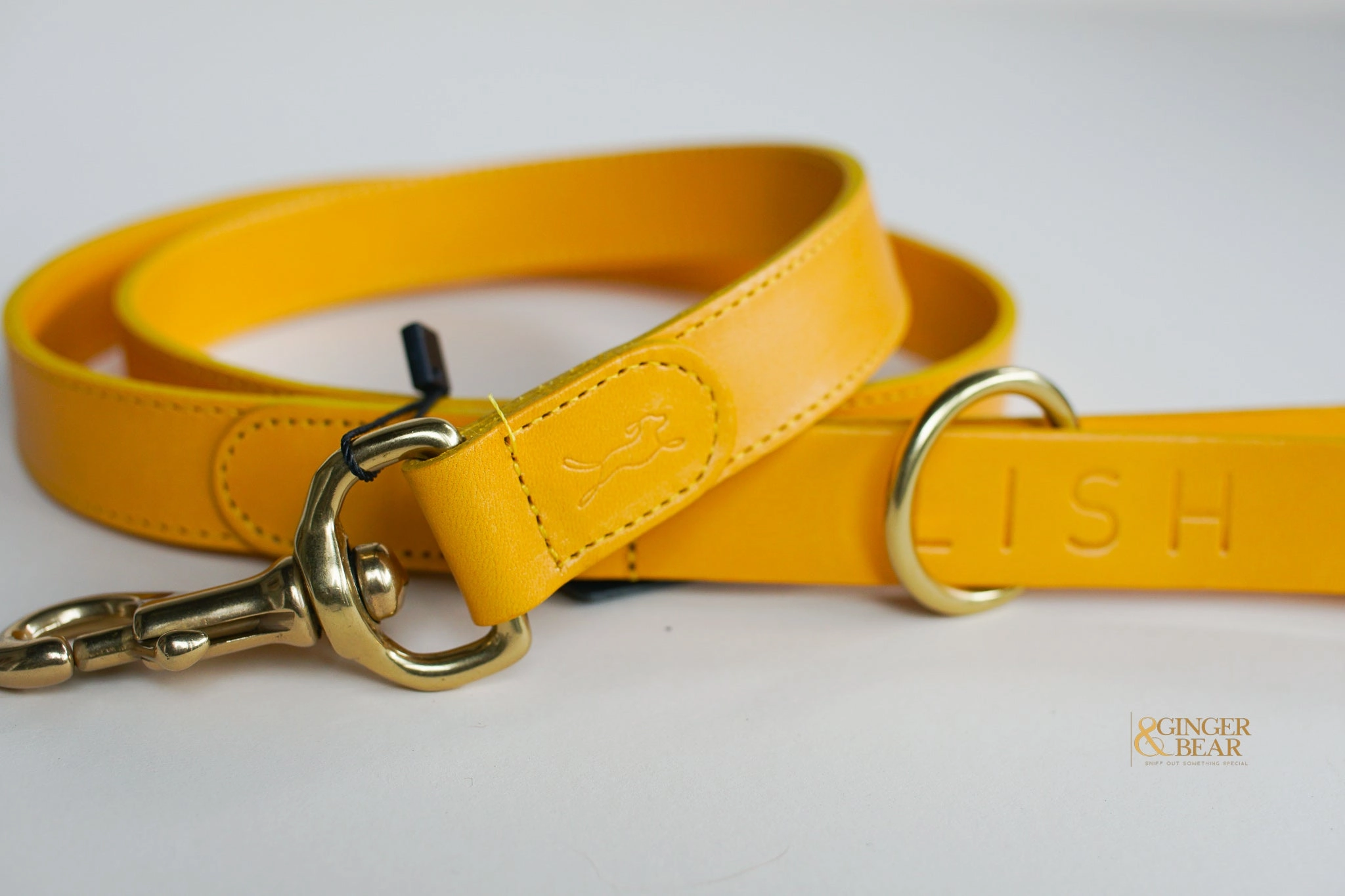 LISH Coopers Lemon Yellow Italian Leather Dog Lead