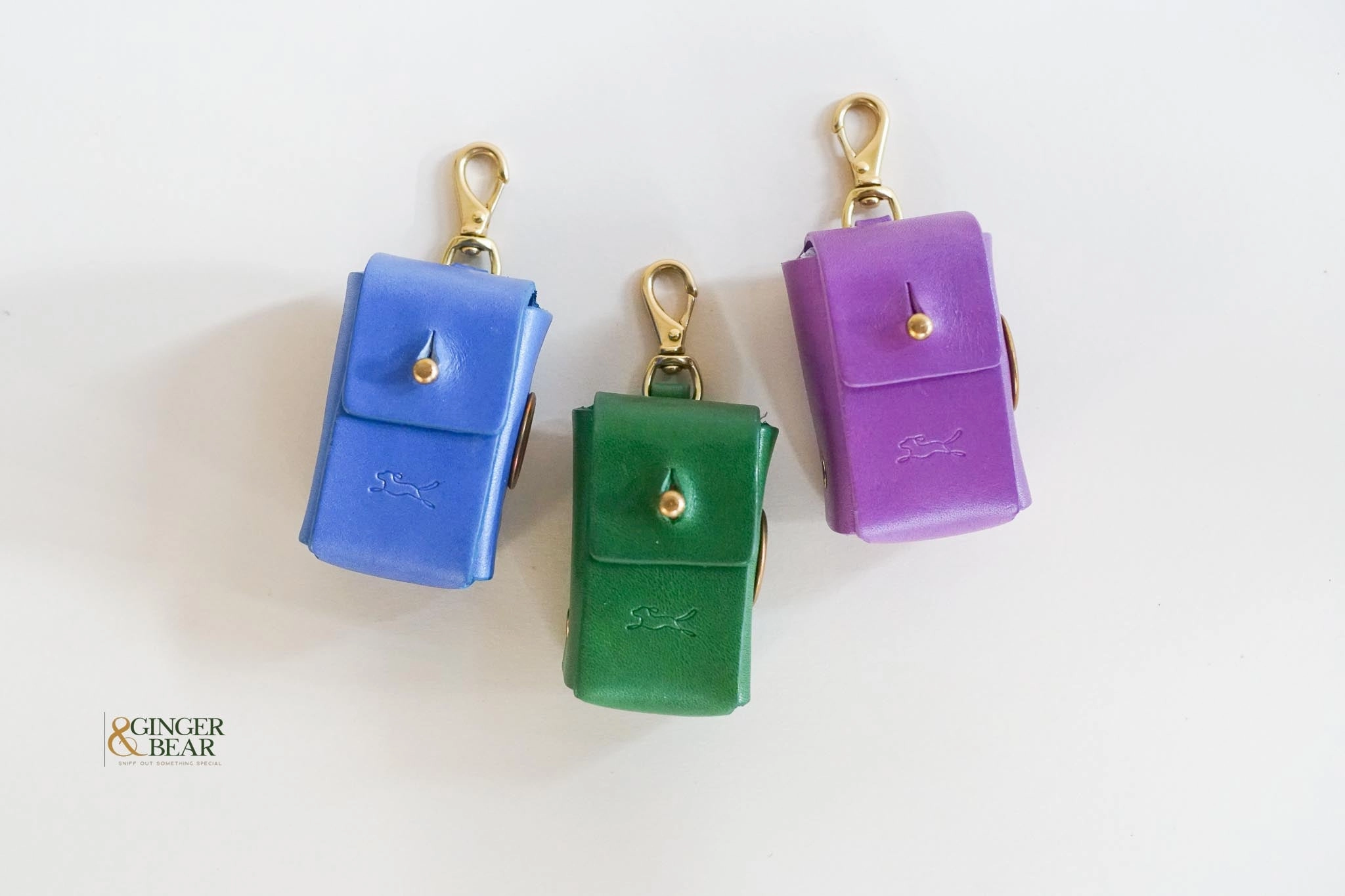 LISH Dog Poop Bag Leather Dispenser: Coopers Cobalt Blue