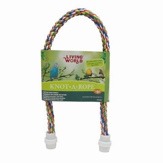 Living World Knot-A-Rope Multi-Coloured Cotton Perch 16mm x 65cm L - 81363 bird cage parrot food bird toys bird perch bird treats