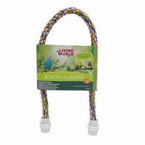Living World Knot-A-Rope Multi-Coloured Cotton Perch 16mm x 65cm L - 81363 bird cage parrot food bird toys bird perch bird treats