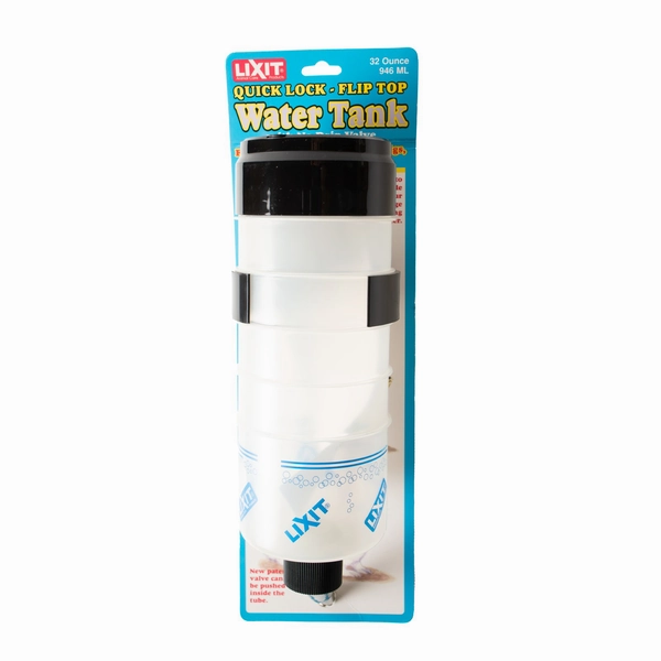 Lixit Pet Quick Lock Flip Top Water Tank with No-Drip Valve 32oz hamster cage guinea pig supplies small animal accessories rabbit water bottle rat tunnel