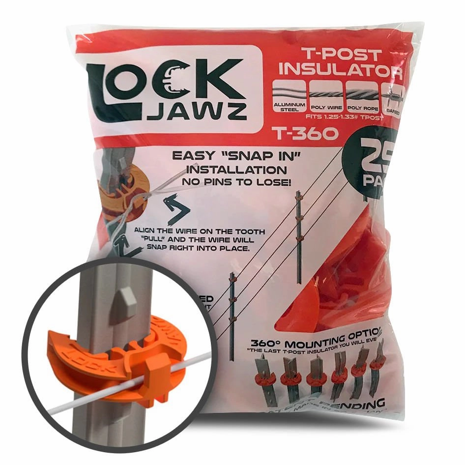 Lock Jawz 25 Pack T-Post Insulator