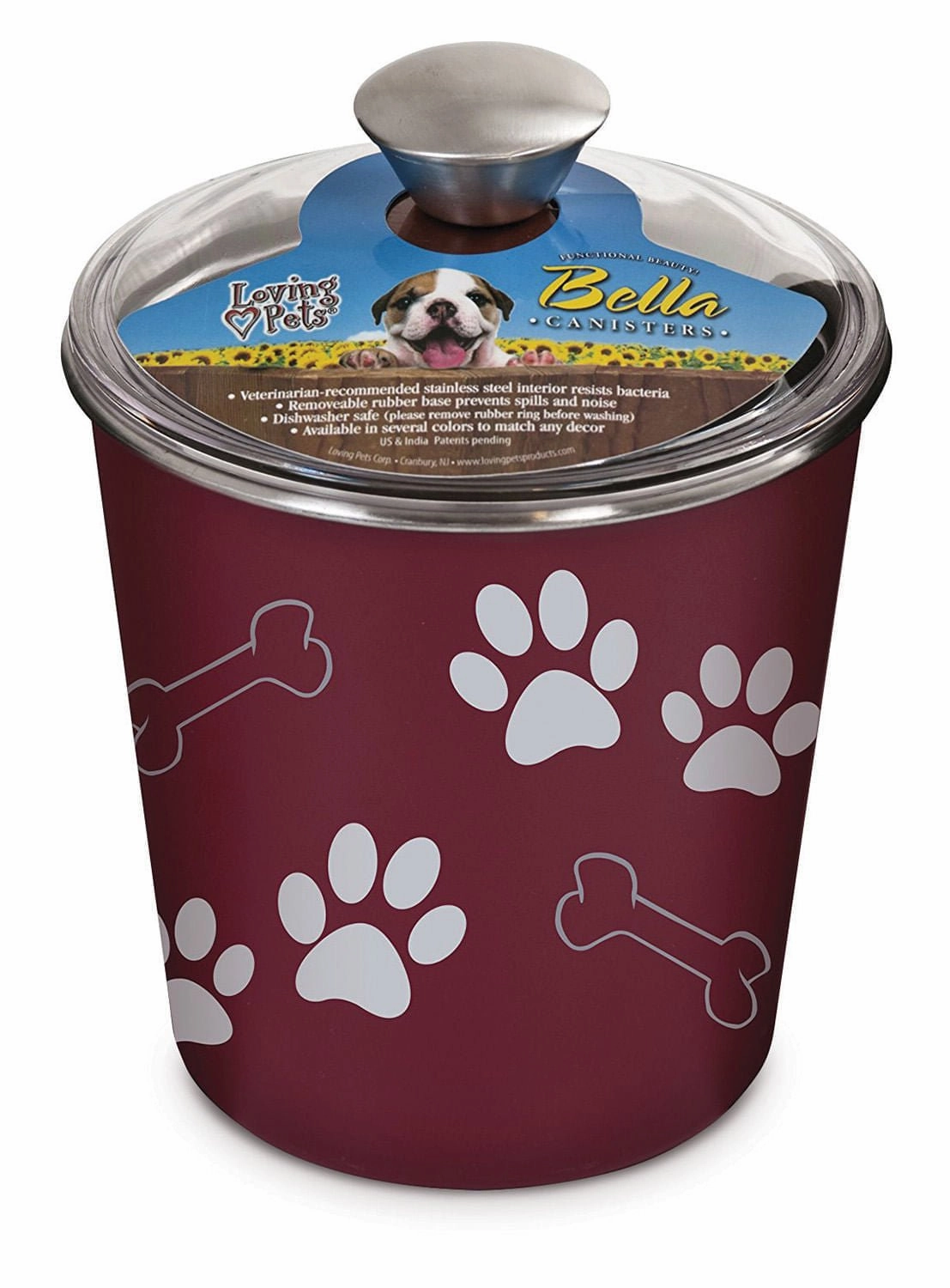 Loving Pets Bella Dog and Cat Treat Canister, Merlot cat scratchers cat towers cat window perch cat heating pad cat calming spray