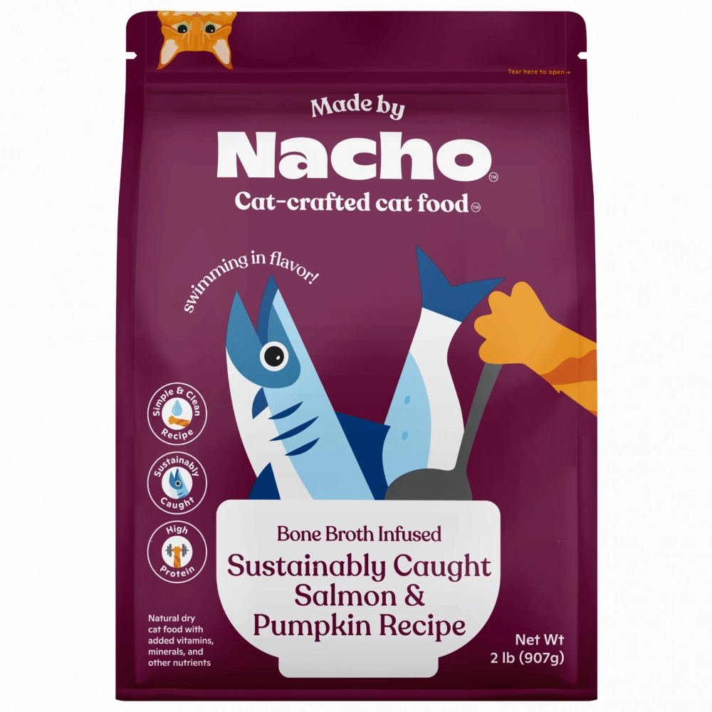 Made By Nacho Bone Broth Infused Sustainably Caught Salmon & Pumpkin Recipe freeze dried dog food raw food for dogs dog freeze meal high protein dog food grain free freeze dog food